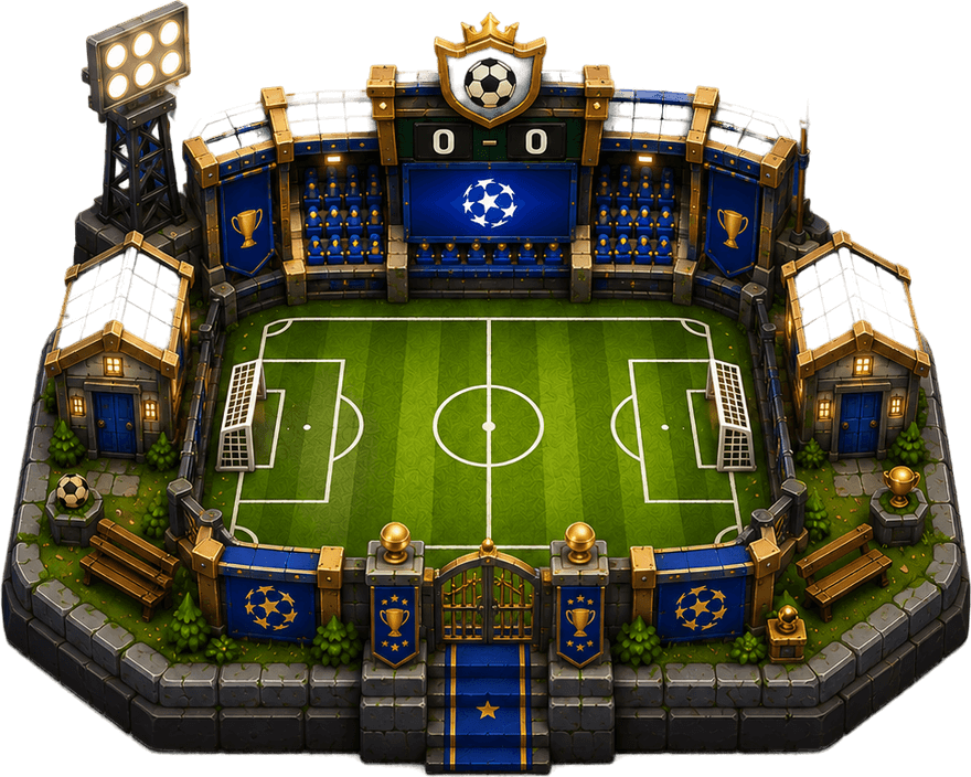 Champions League arena, isometric artwork from CrossOver Football